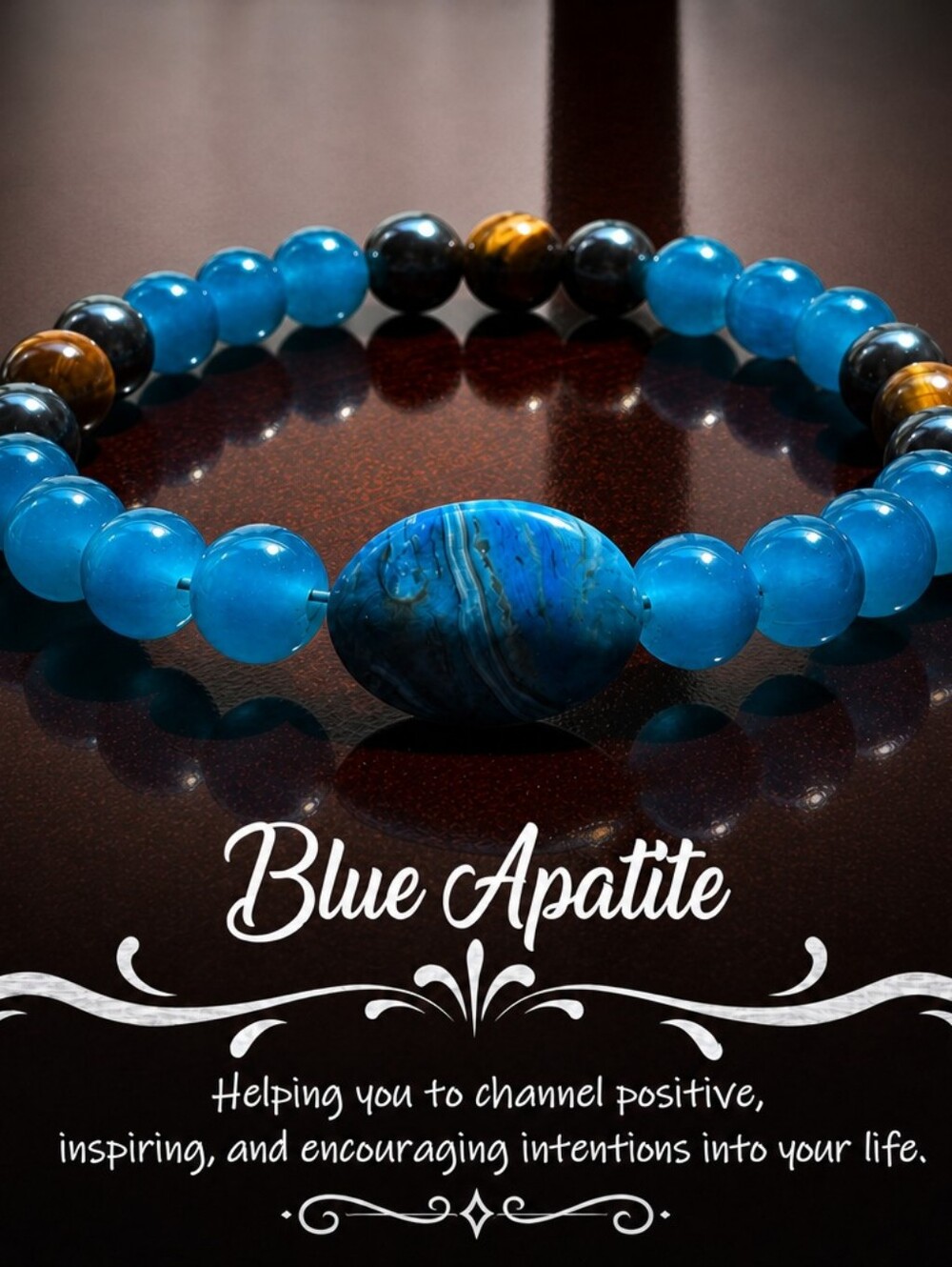 Blue Apatite & Tiger's Eye Beaded Bracelet.